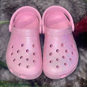 Kids sparkle pink CROCS size 10